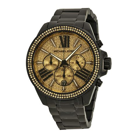 Michael Kors Wren Chronograph Crystal Pave Dial Black Ion